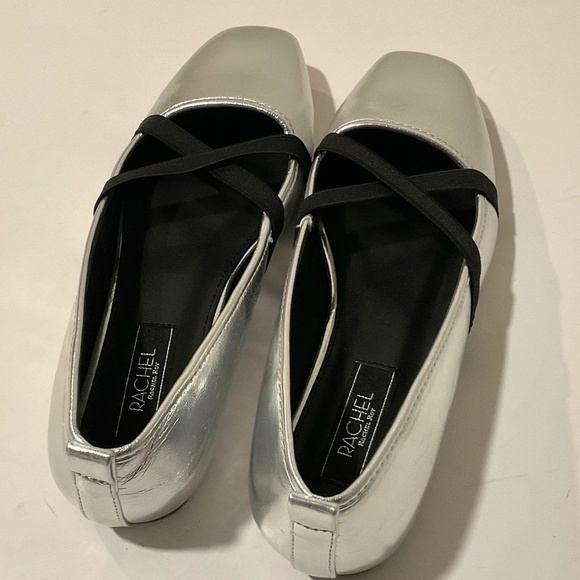 RACHEL Rachel Roy Calm Square Toe Silver Black Ballet Flats Size 11 LIKE NEW - Picture 4 of 9